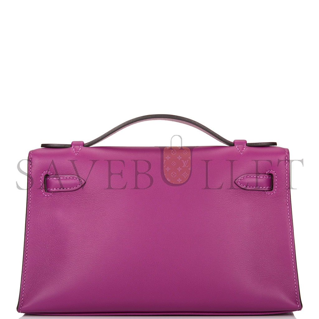 HERMÈS MASTER ANEMONE SWIFT MINI KELLY POCHETTE PALLADIUM HARDWARE (22*14*7cm) 